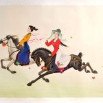 Trampling flowers with horse hooves